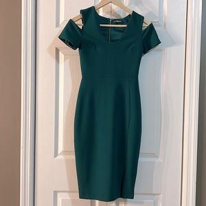 Express Green Cutout Mididress with Gold Zipper